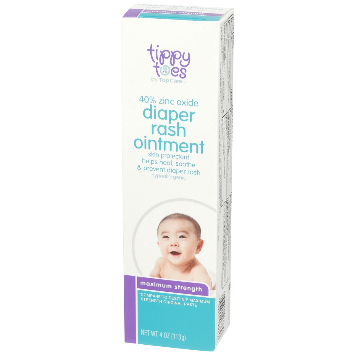 slide 9 of 10, Tippy Toes Maximum Strength Diaper Rash Zinc Oxide 40% Ointment, 4 oz