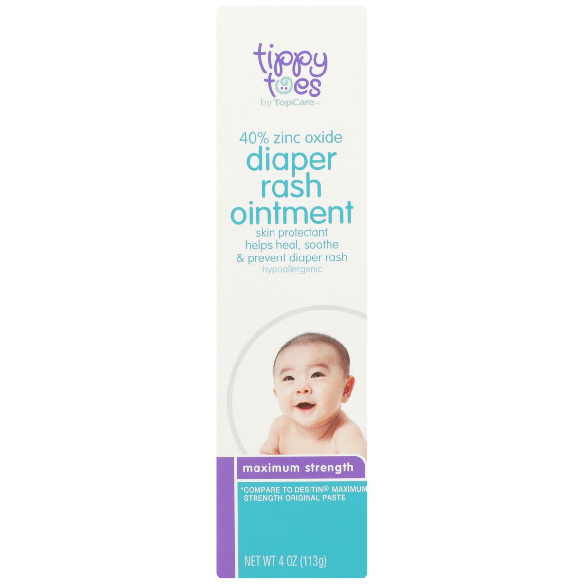 slide 3 of 10, Tippy Toes Maximum Strength Diaper Rash Zinc Oxide 40% Ointment, 4 oz