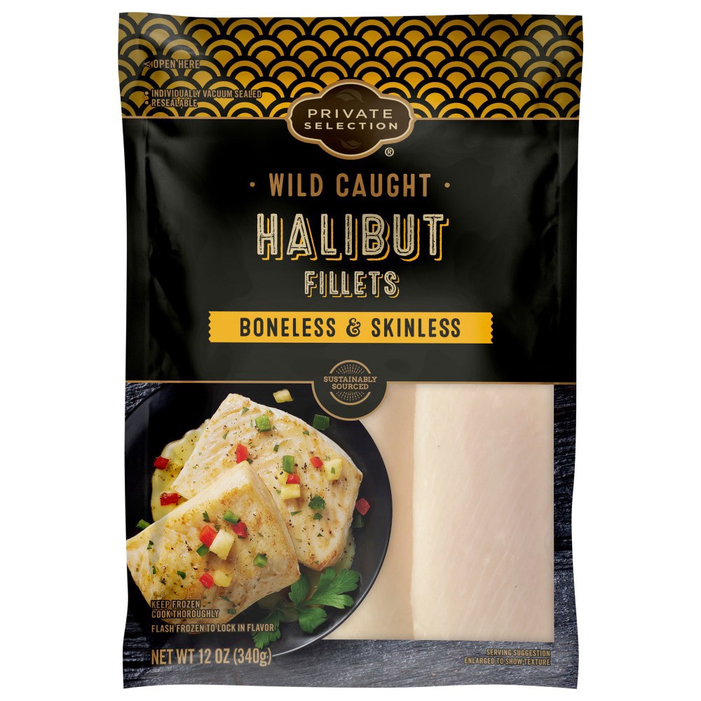slide 1 of 2, Private Selection Wild Caught Boneless & Skinless Halibut Fillets, 12 oz