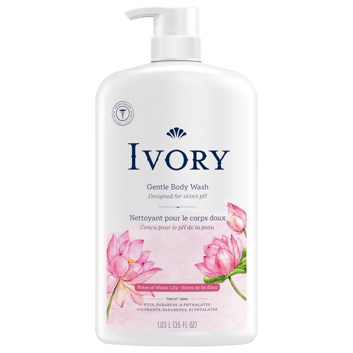 slide 1 of 3, Ivory Gentle Body Wash, Water Lily Scent, 35oz, 35 fl oz