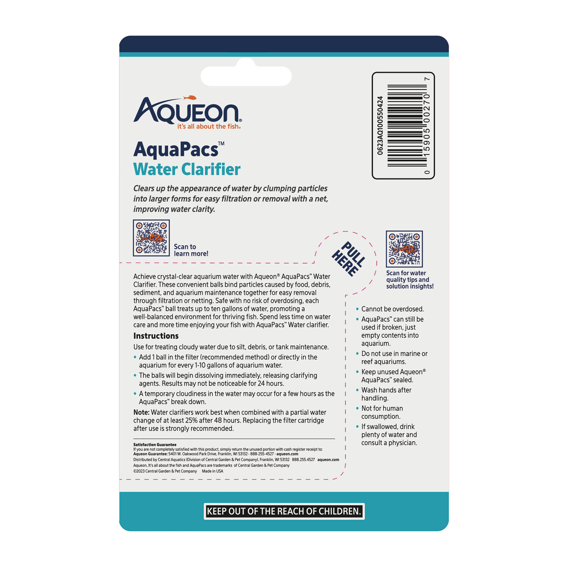 slide 3 of 10, Aqueon AquaPacs Water Clarifier 4 Pack, 10 Gallon, 1 ct