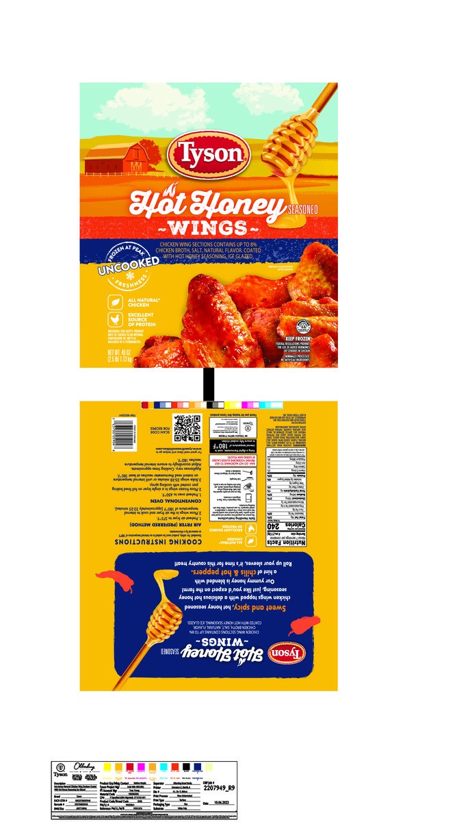 slide 3 of 10, Tyson Hot Honey Frozen Chicken Wings, 2.5 lb, 40 oz