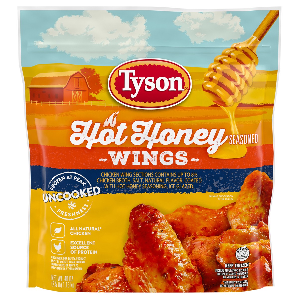slide 8 of 10, Tyson Hot Honey Frozen Chicken Wings, 2.5 lb, 40 oz