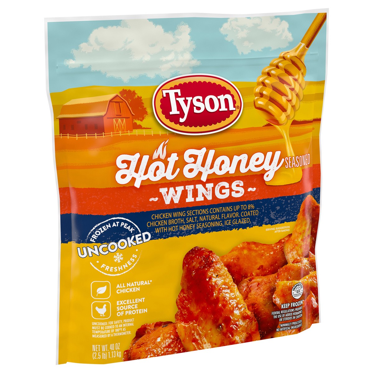 slide 7 of 10, Tyson Hot Honey Frozen Chicken Wings, 2.5 lb, 40 oz