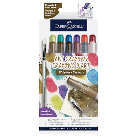 slide 1 of 5, Faber-Castell Watercolor & Mixed Media Art Crayon Set, 12 art crayons