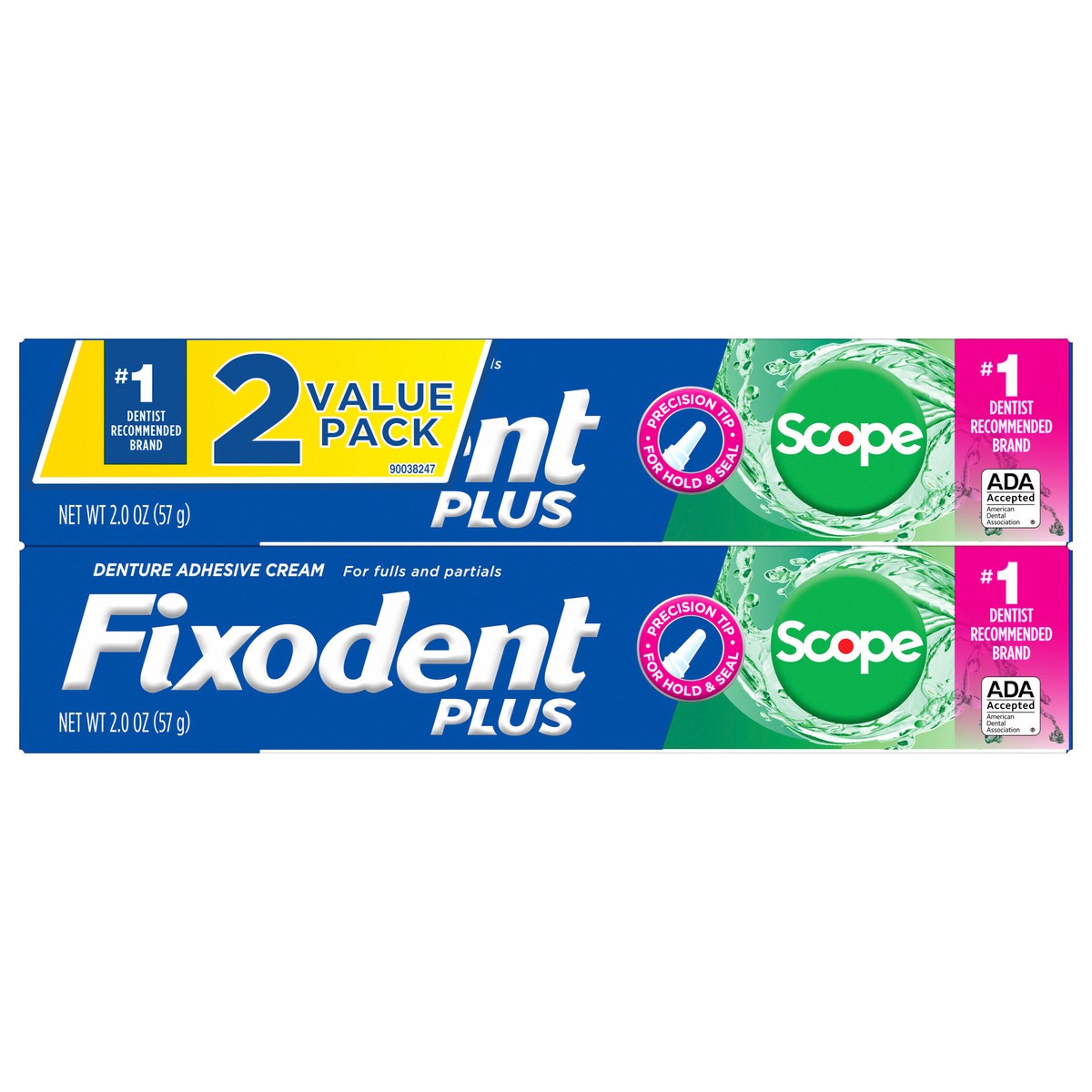 slide 1 of 1, Fixodent Food Seal Plus Scope Flavor Adhesive Cream, 2 ct