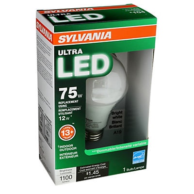 slide 1 of 1, Sylvania 75-Watt Equivalent LED Light Bulb, Bright White, Dimmable, 1 ct