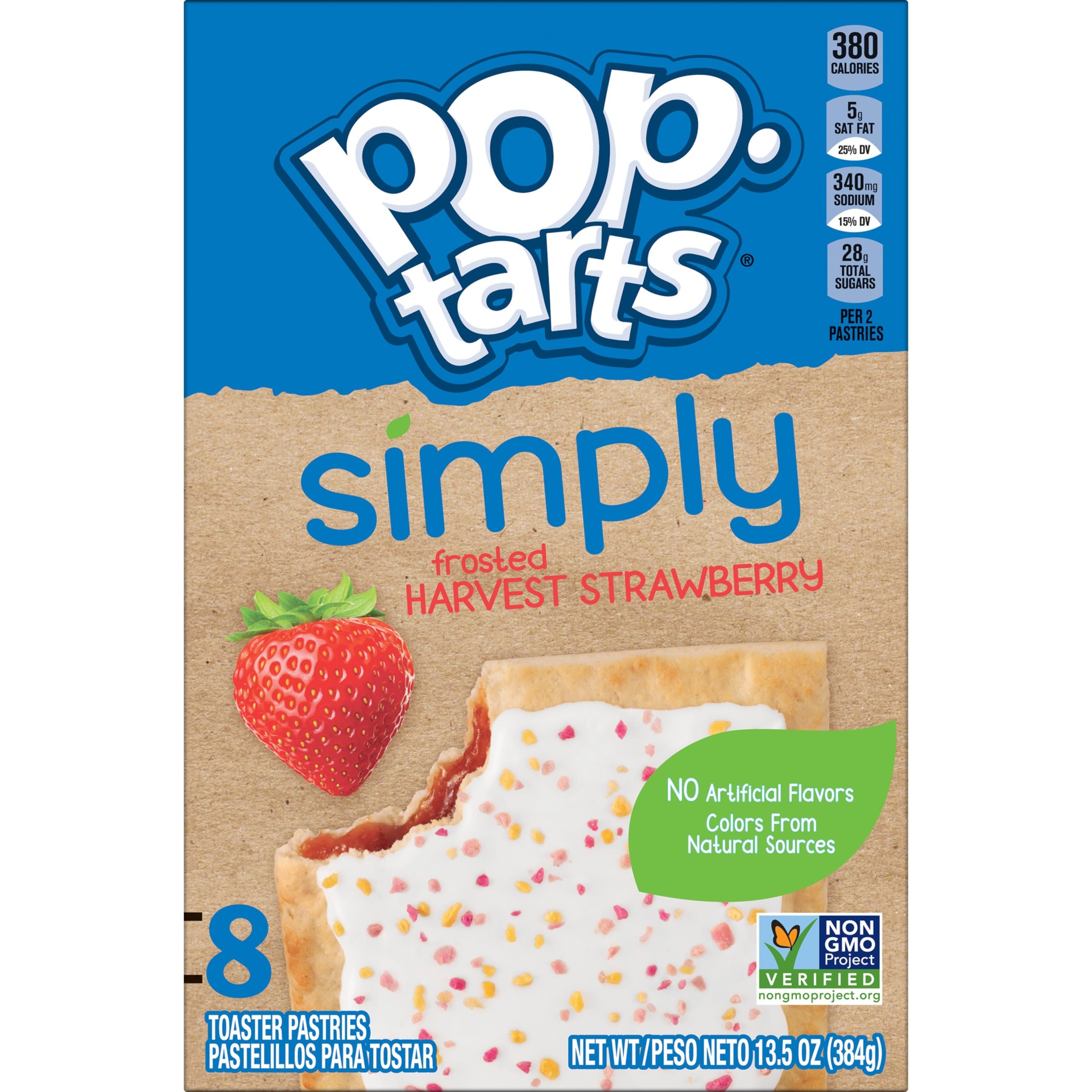 slide 2 of 7, Kellogg's Simply Pop-Tarts Toaster Pastries, Non-GMO Project Verified, Frosted Harvest Strawberry, 13.5 oz