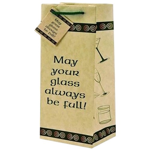 slide 1 of 1, Wrap Art Bottle Bag - May Your Glass Be Full, 1btl