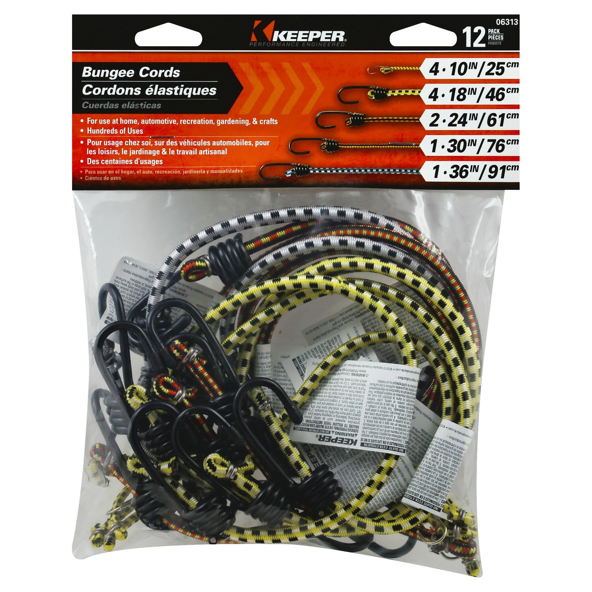slide 2 of 7, Keeper Assorted Bungee Cord, 12 ct