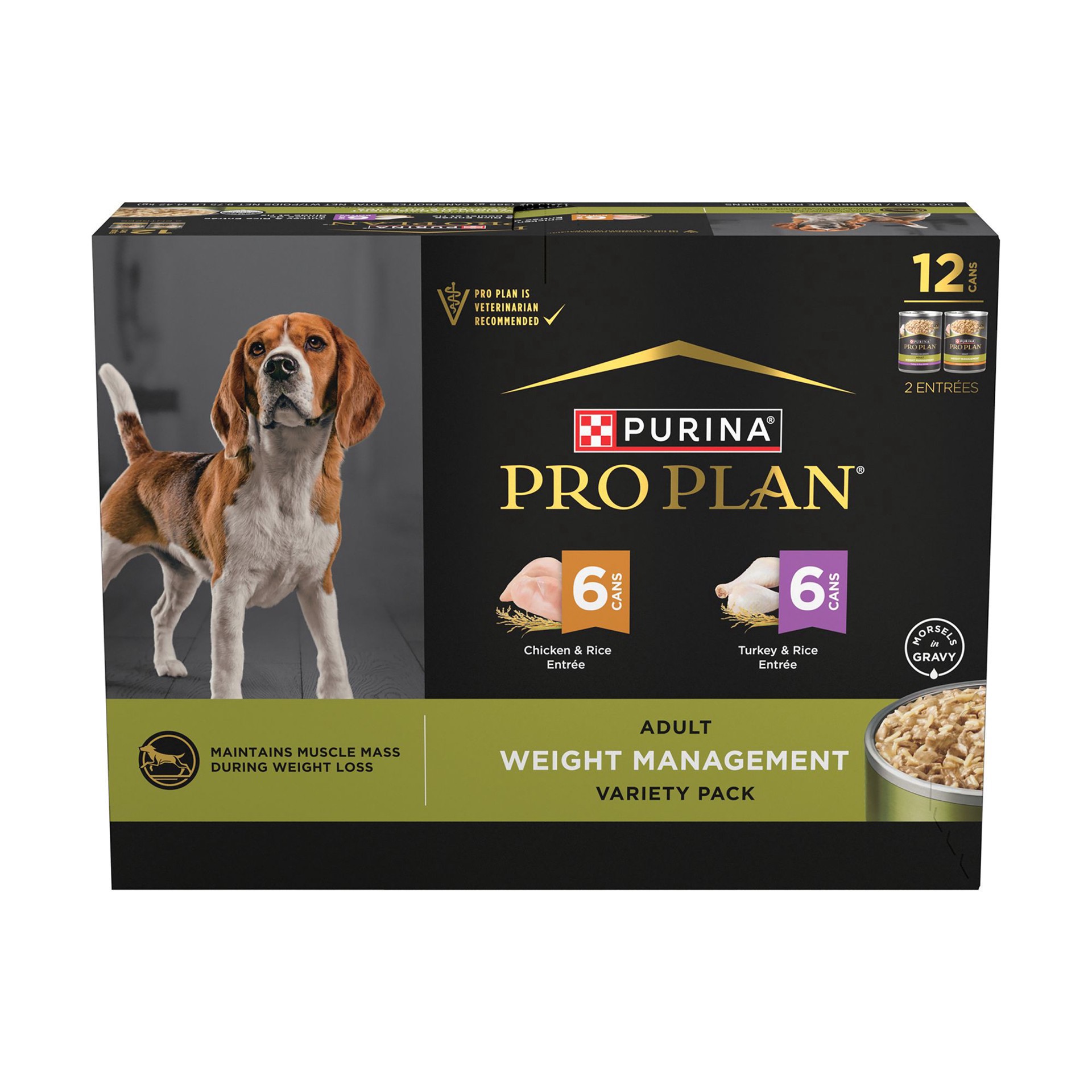slide 1 of 1, Purina Pro Plan Weight Management Chicken & Turkey Adult Dog Wet Food Variety Pack - 13 oz, 12 count, 1 ct