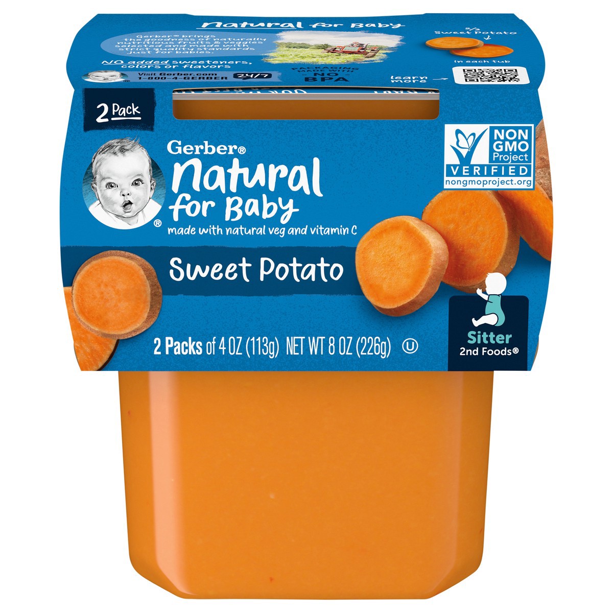 slide 1 of 9, Gerber Sweet Potato Baby Food 4 Oz, 2 Ct, 
