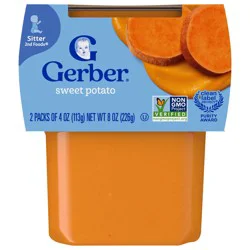 Gerber Stage 2 Baby Food, Sweet Potato Puree, 4 oz Tubs (2 Pack)