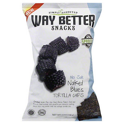 slide 1 of 1, Way Better Snacks Naked Blues No Salt Tortilla Chips, 5.5 oz