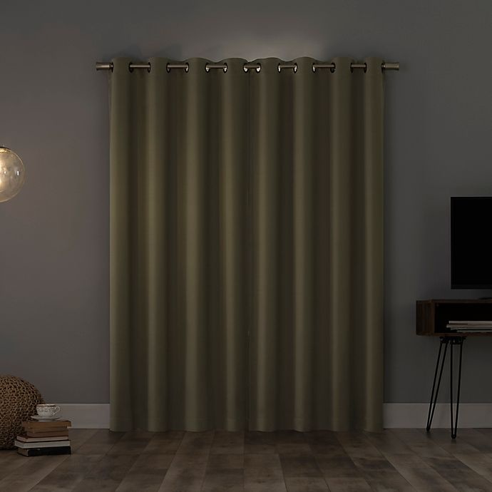 slide 2 of 10, Sun Zero Oslo Extreme Total Blackout Grommet Window Curtain Panel - Olive Green, 63 in