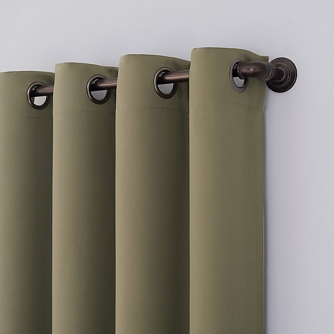 slide 3 of 10, Sun Zero Oslo Extreme Total Blackout Grommet Window Curtain Panel - Olive Green, 63 in