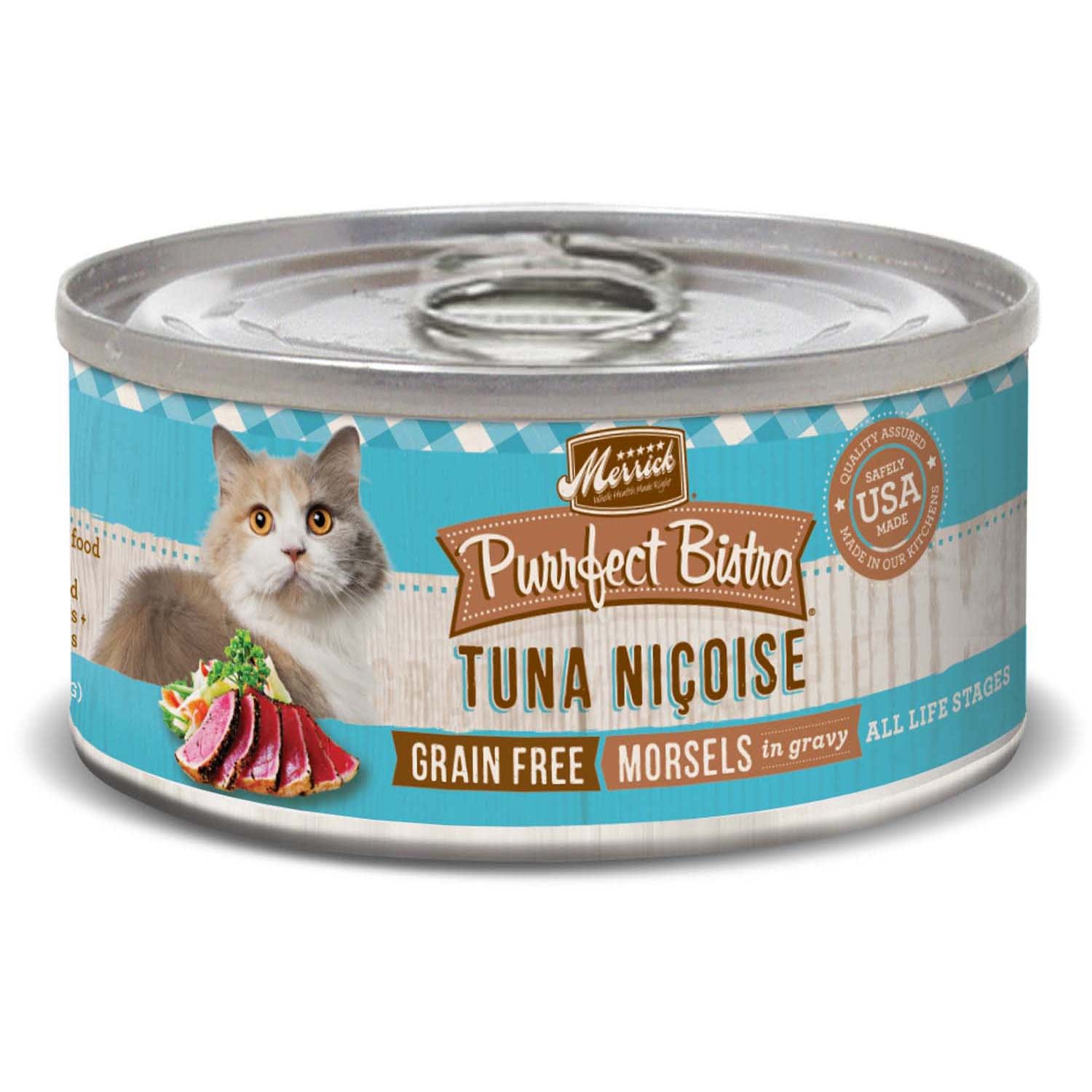 slide 1 of 1, Merrick Purrfect Bistro Grain Free Tuna Nicoise Canned Cat Food, 5.5 oz