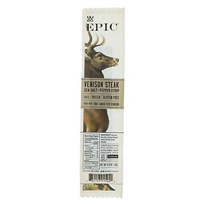 slide 1 of 1, Epic Sea Salt And Pepper Strip Venison Steak, 0.8 oz