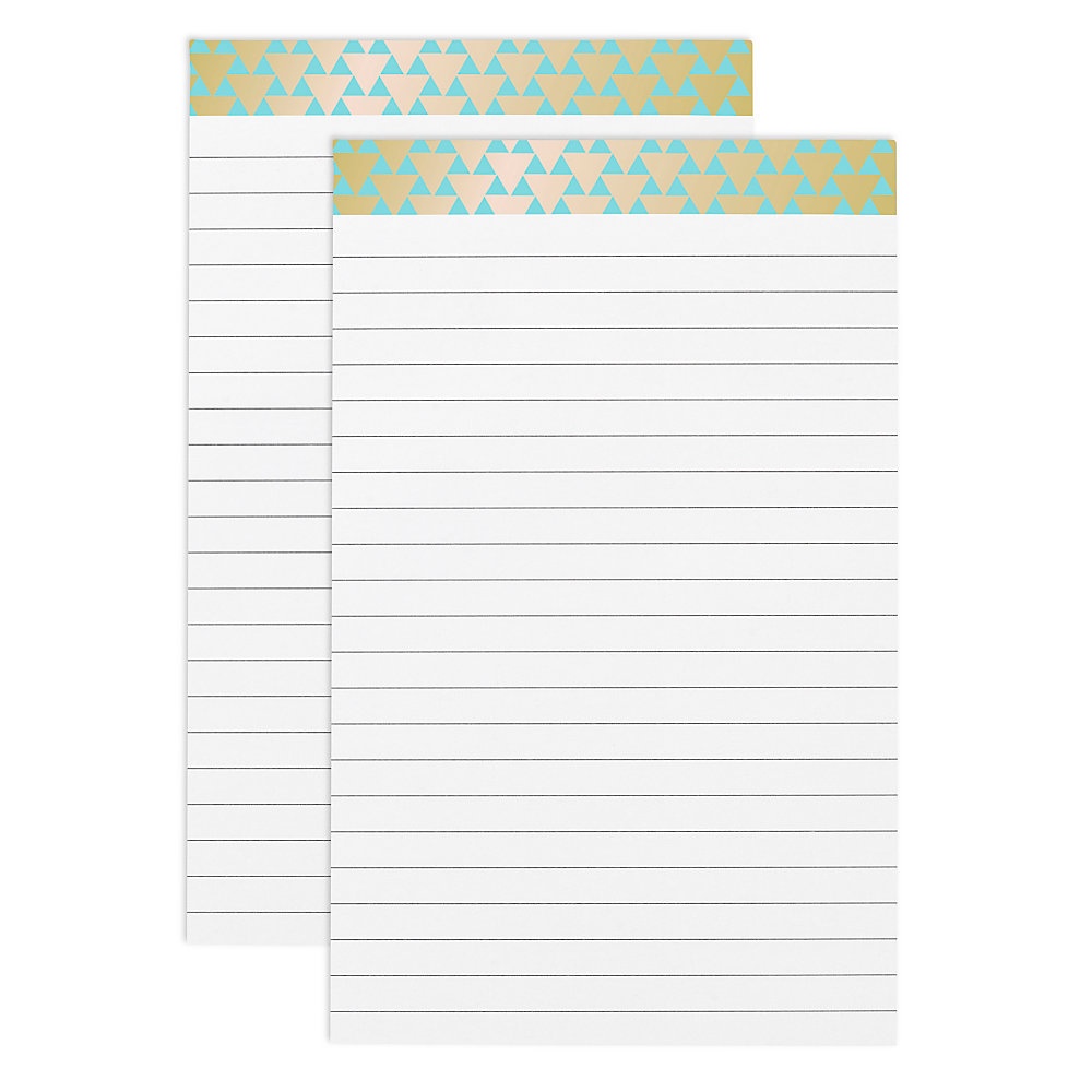 slide 1 of 1, Office Depot Brand Fashion Legal Note Pads, 5-1/2'' X 8-1/2'', Wide Ruled, 100 Pages (50 Sheets), Gold Triangles, Pack Of 2 Notepads, 2 ct