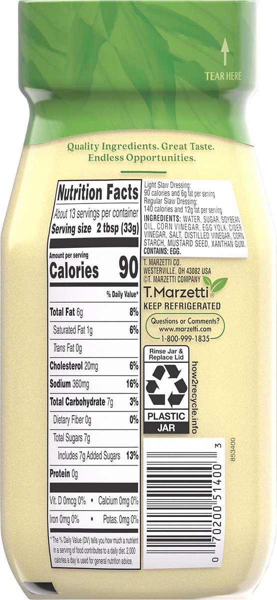 slide 7 of 9, Marzetti Light Original Slaw Dressing 13 fl oz, 13 fl oz