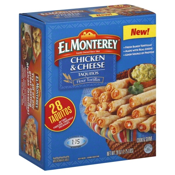 slide 1 of 6, El Monterey Chicken And Cheese Flour Taquito, 28 oz