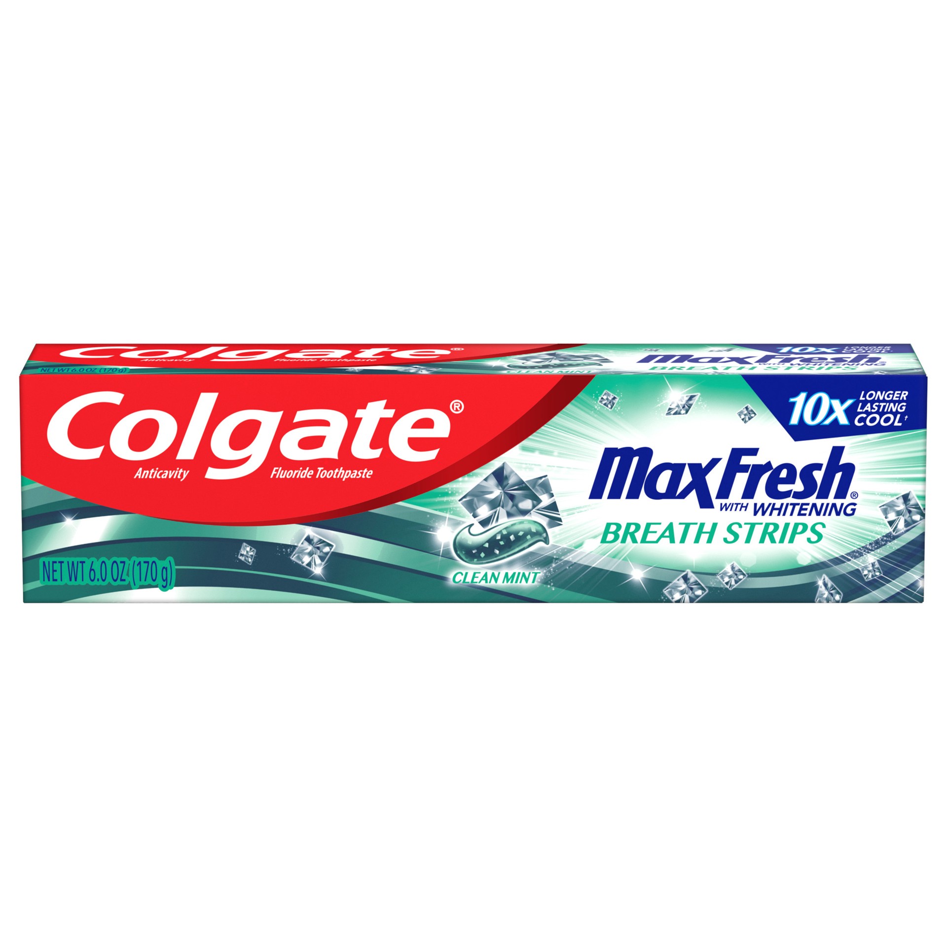 slide 1 of 6, Colgate Max Fresh Toothpaste with Mini Breath Strips, Clean Mint - 6 ounce, 6 fl oz