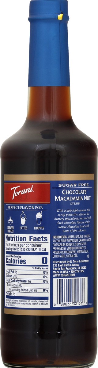 slide 6 of 9, Torani Sugar Free Chocolate Macadamia Nut Syrup 750 ml, 750 ml