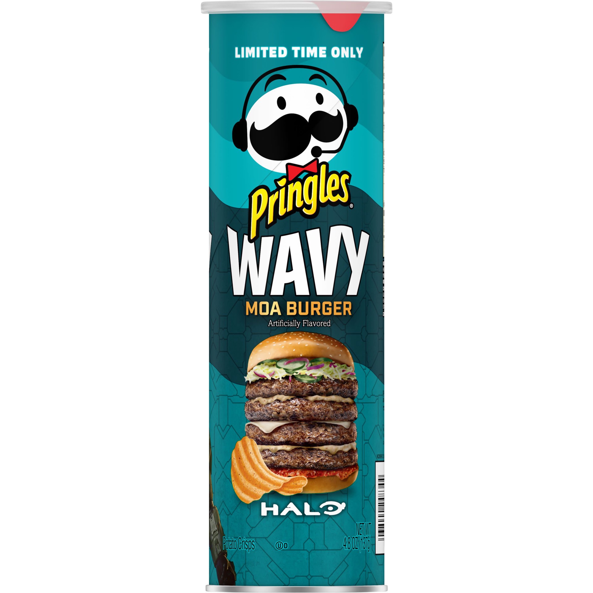 slide 1 of 5, Pringles Wavy Halo Potato Crisps Chips Moa Burger, 4.8 oz, 4.8 oz