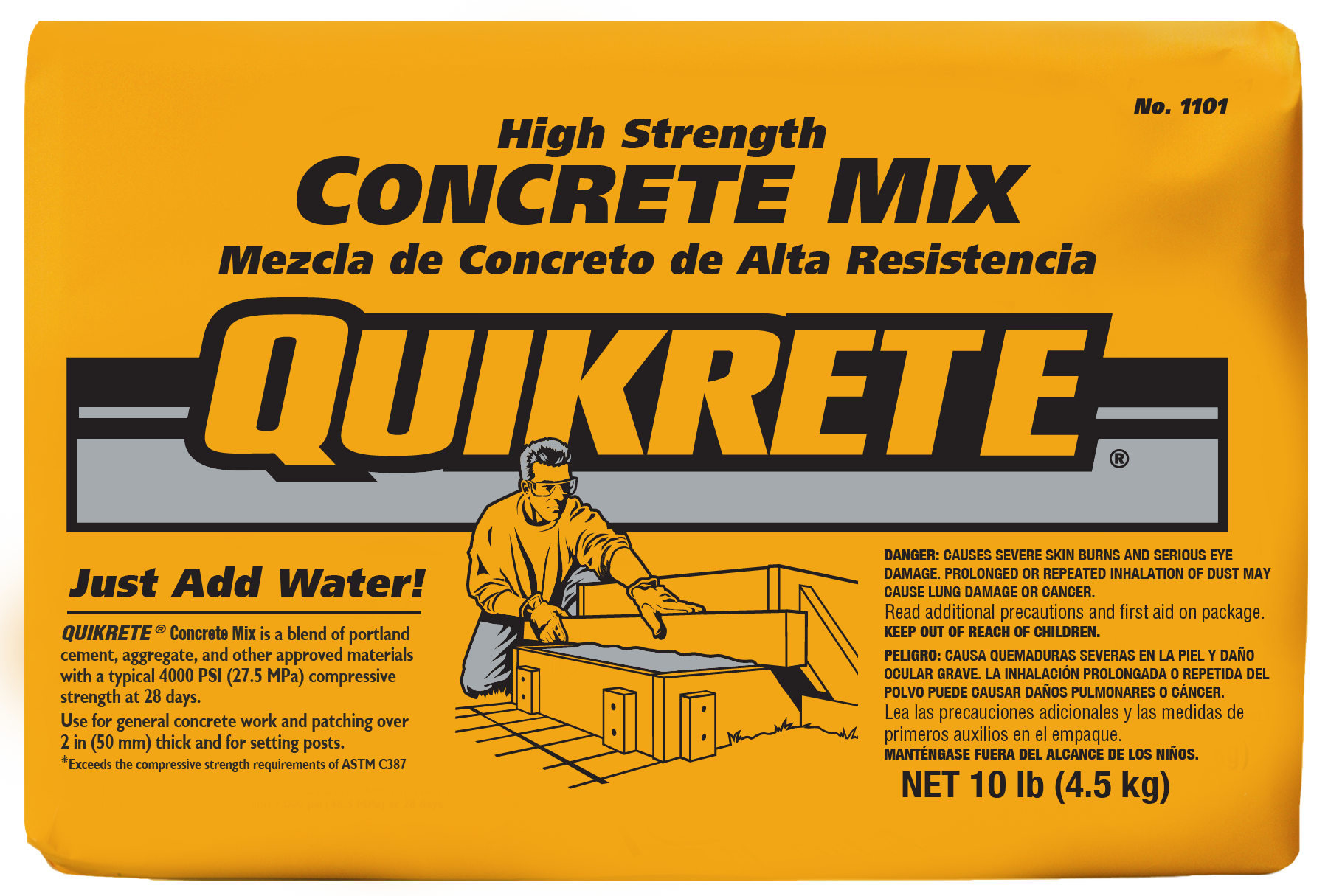 slide 1 of 6, QUIKRETE 10-lb High Strength Concrete Mix, 1 ct