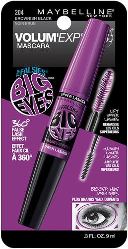 slide 1 of 1, Maybelline Volum' Express Big Eyes Brown Black Mascara, 0.3 oz