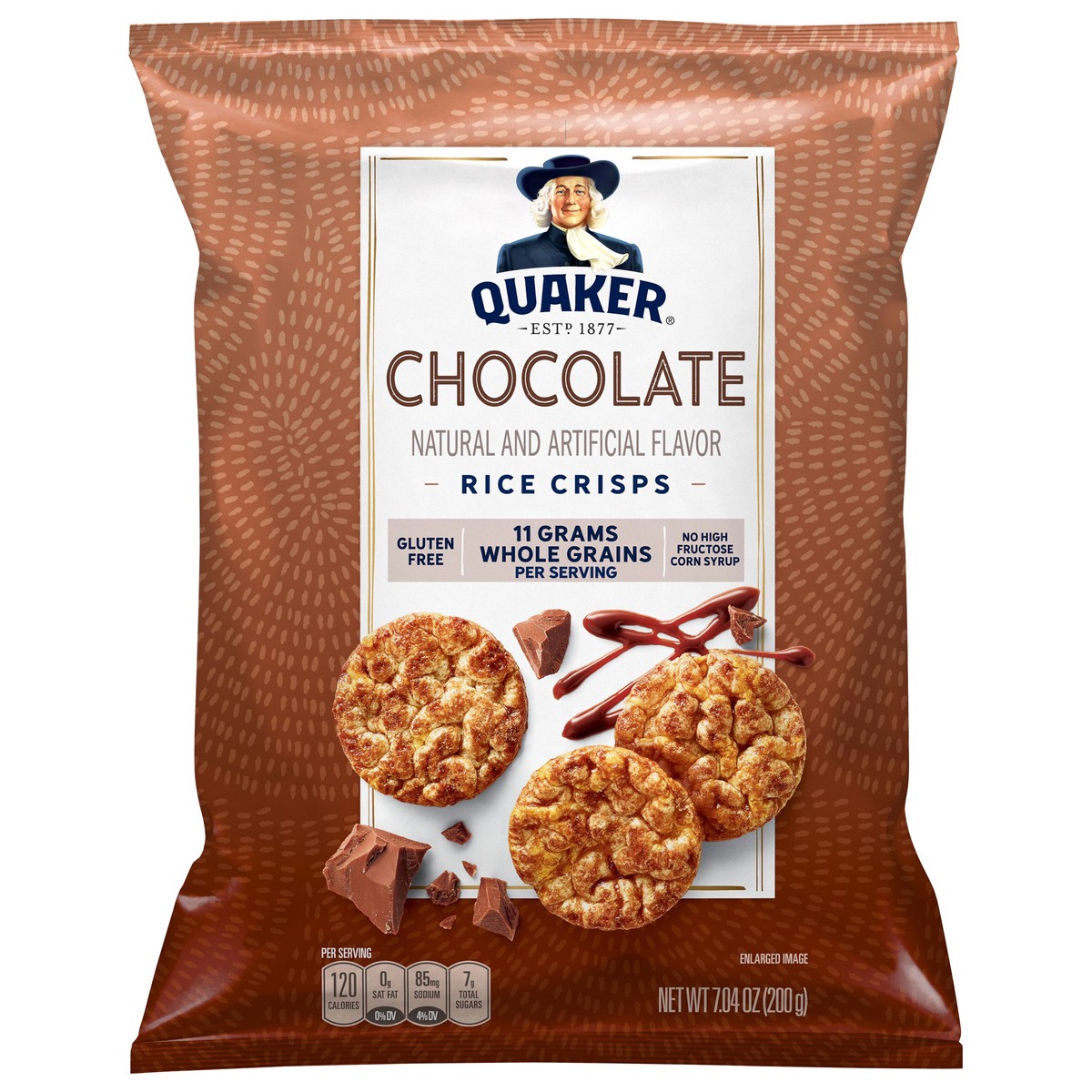 slide 1 of 1, Quaker Popped Chocolate Rice Snacks 7.04 Ounce, 7.04 oz