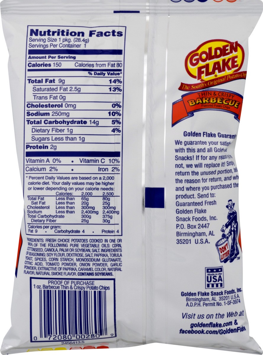 slide 5 of 11, Golden Flake Barbecue Potato Chips, 1 oz