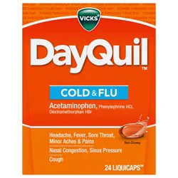 Vicks DayQuil Cold & Flu Multi-Symptom Medicine LiquiCaps - 24ct