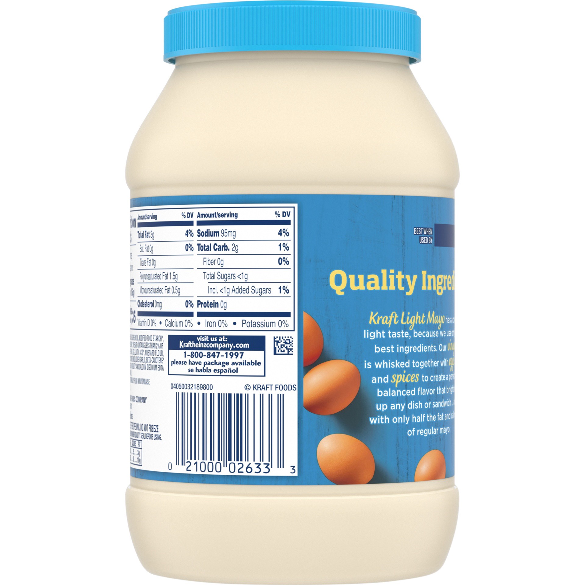 slide 11 of 12, Kraft Light Mayo with 1/2 the Fat & Calories of Regular Mayonnaise, 30 fl oz Jar, 30 fl oz