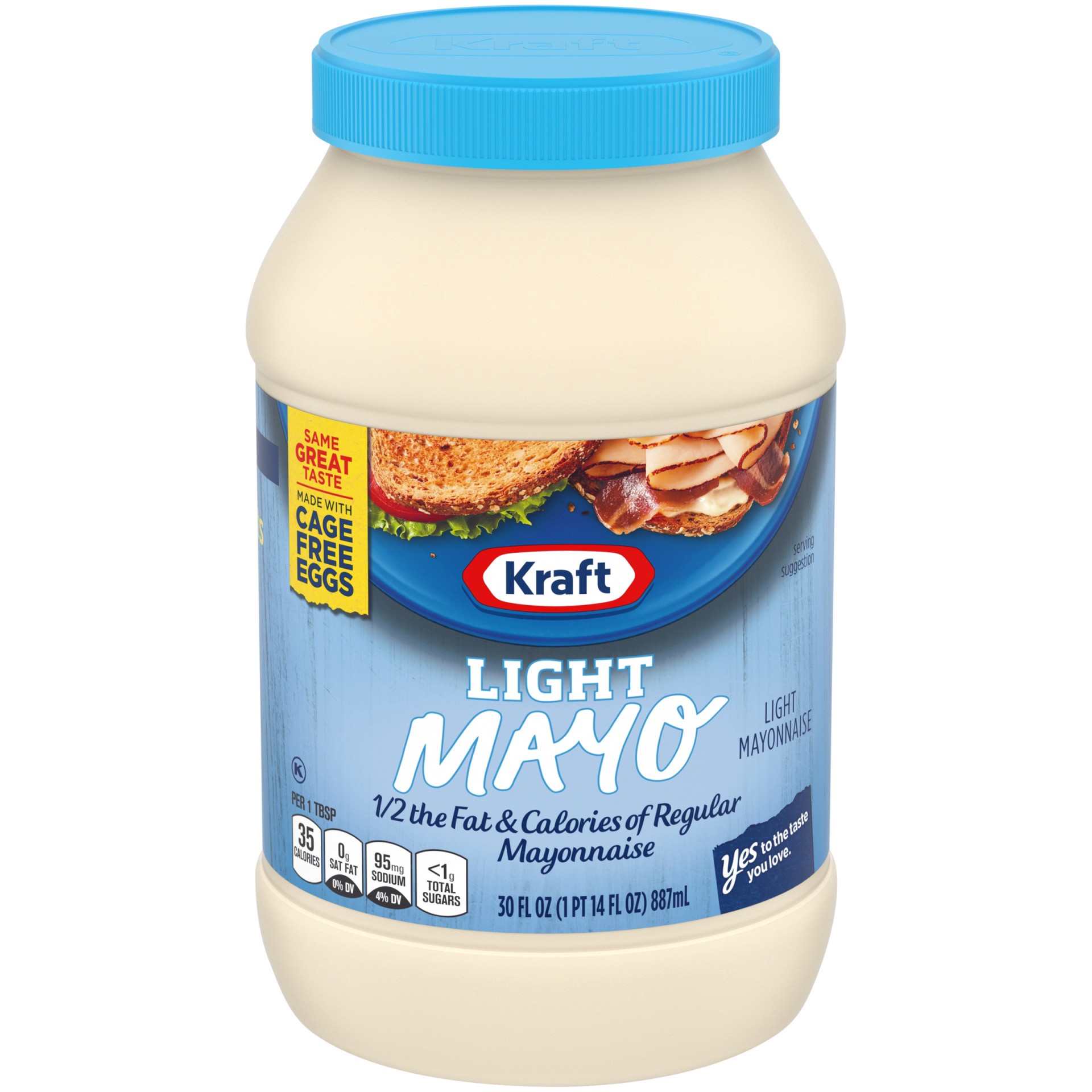 slide 1 of 12, Kraft Light Mayo with 1/2 the Fat & Calories of Regular Mayonnaise, 30 fl oz Jar, 30 fl oz