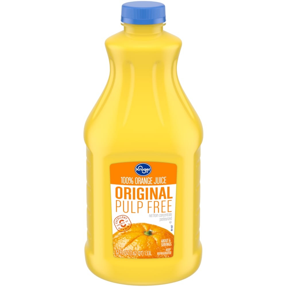 slide 1 of 1, Kroger Original Pulp Free 100% Orange Juice, 52 fl oz