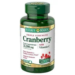 Nature's Bounty Cranberry with Vitamin C Urinary Tract Health and Immune Support Softgels, 504 mg