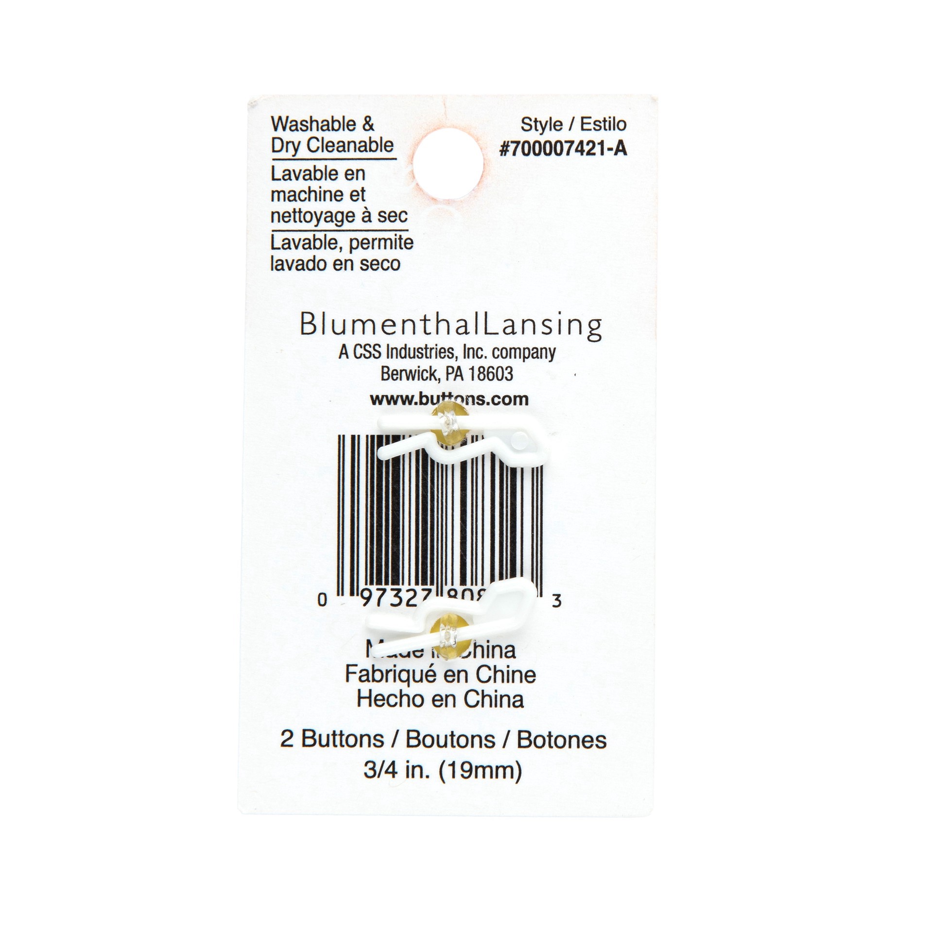 slide 3 of 3, Blumenthal Lansing Flair Originals 3/4" Yellow Bee Shank Buttons, 2ct., 2 ct