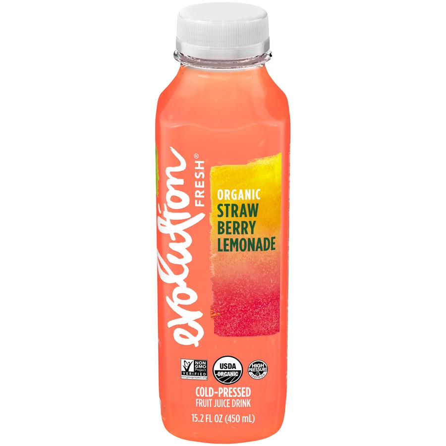 slide 1 of 1, Evolution Fresh Organic Strawberry Lemonade — Cold-Pressed Lemonade — No Artificial Flavors — 15.2 fl oz ​, 15.2 fl oz