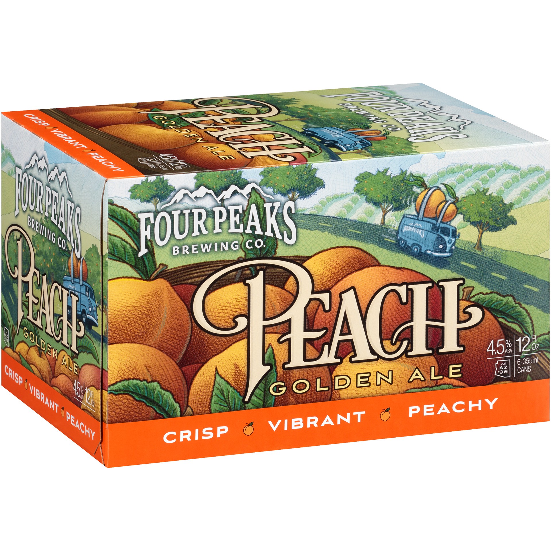 slide 2 of 5, Four Peaks Peach Golden Ale, 6 Pack, 12 FL OZ Cans, 72 fl oz