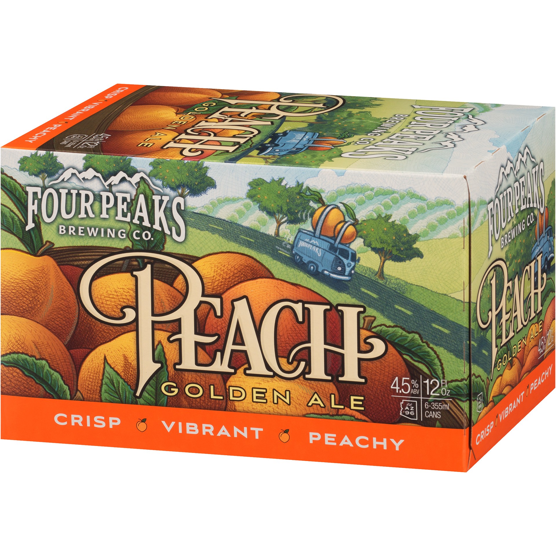 slide 5 of 5, Four Peaks Peach Golden Ale, 6 Pack, 12 FL OZ Cans, 72 fl oz