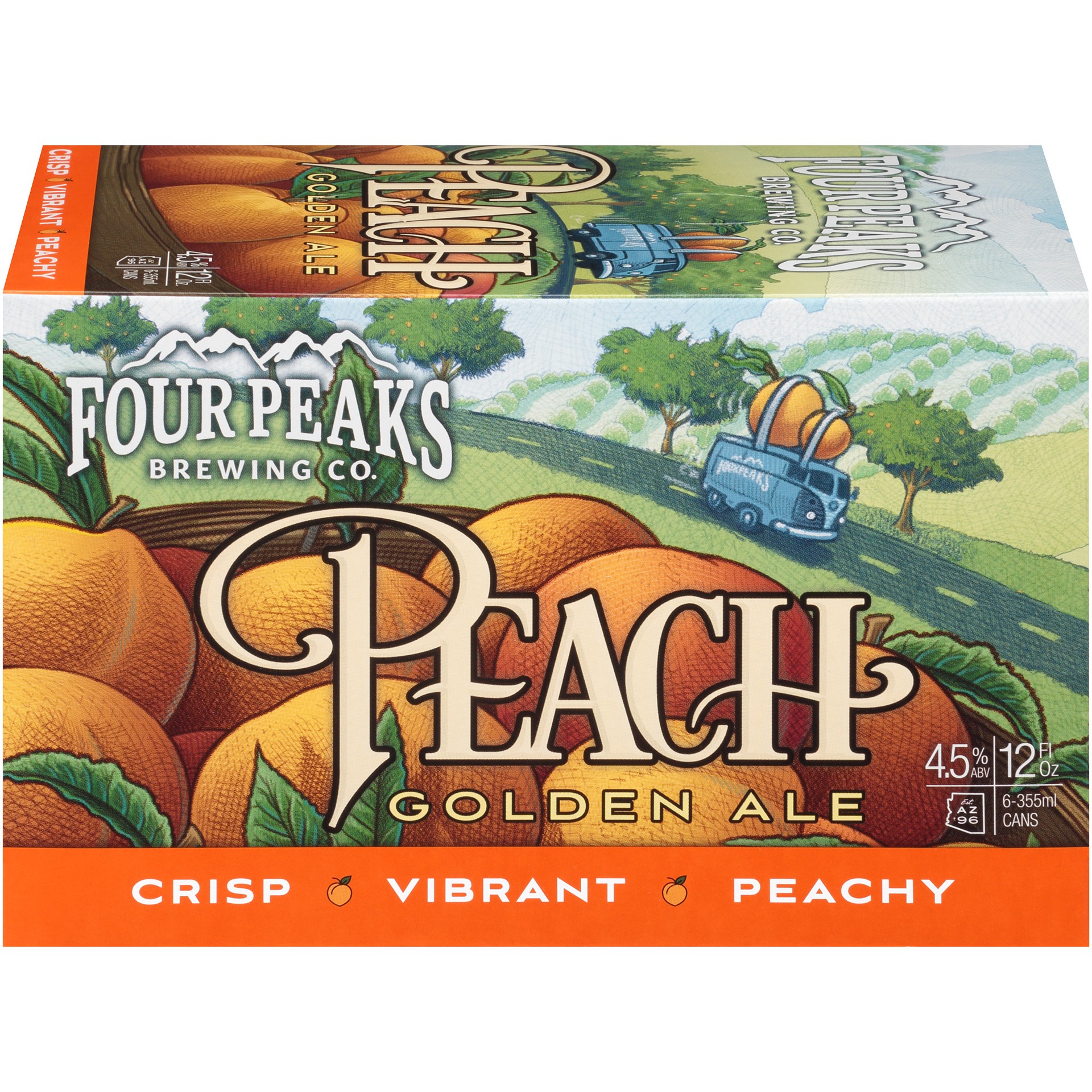 slide 3 of 5, Four Peaks Peach Golden Ale, 6 Pack, 12 FL OZ Cans, 72 fl oz