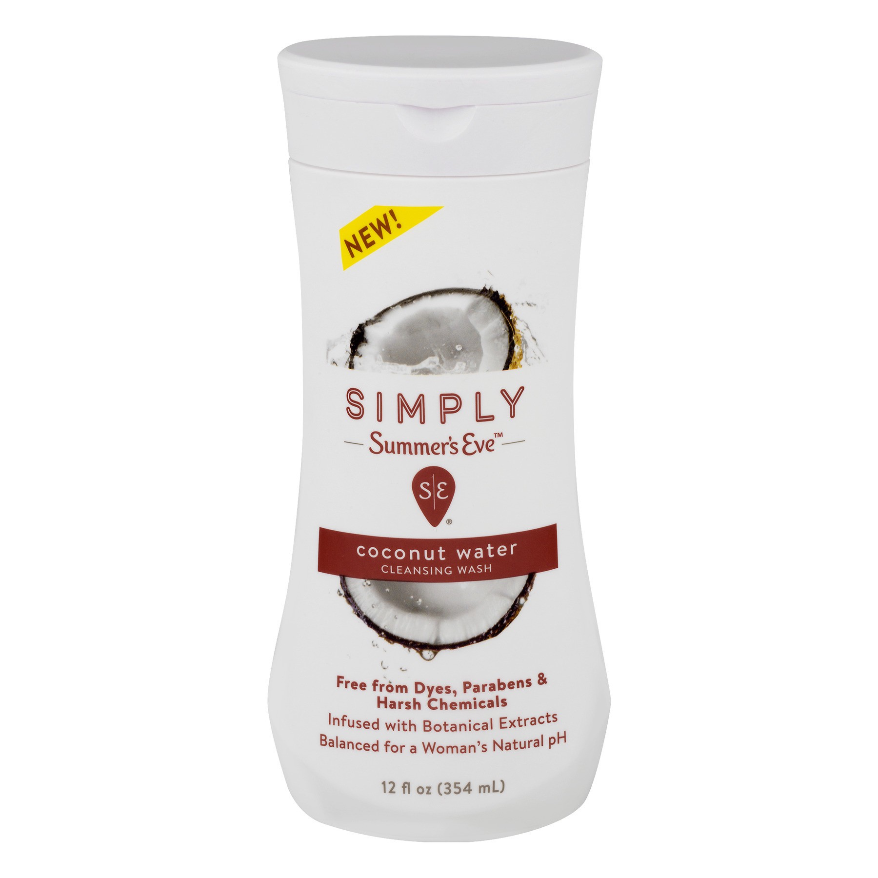 slide 1 of 2, Summer's Eve Simply Free and Gentle Cleansing Wash, Coconut Water, 12 oz, 12 ct