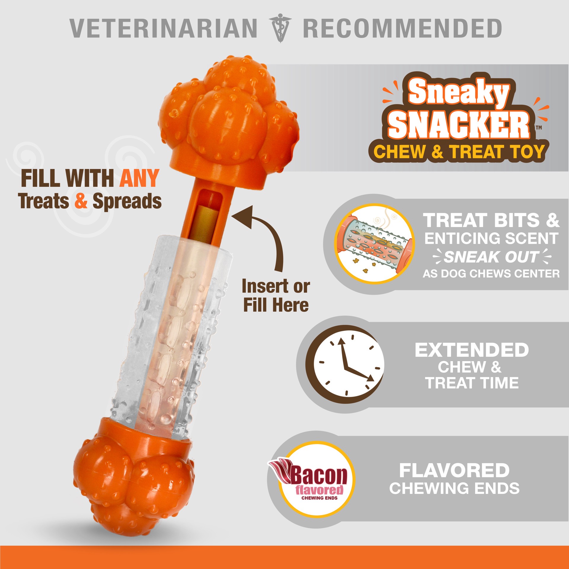 slide 3 of 10, Nylabone Sneaky Snacker Dog Treat Toy Bacon Sneaky Snacker Large/Giant - Up to 50 lbs.(1 Count), 1 ct