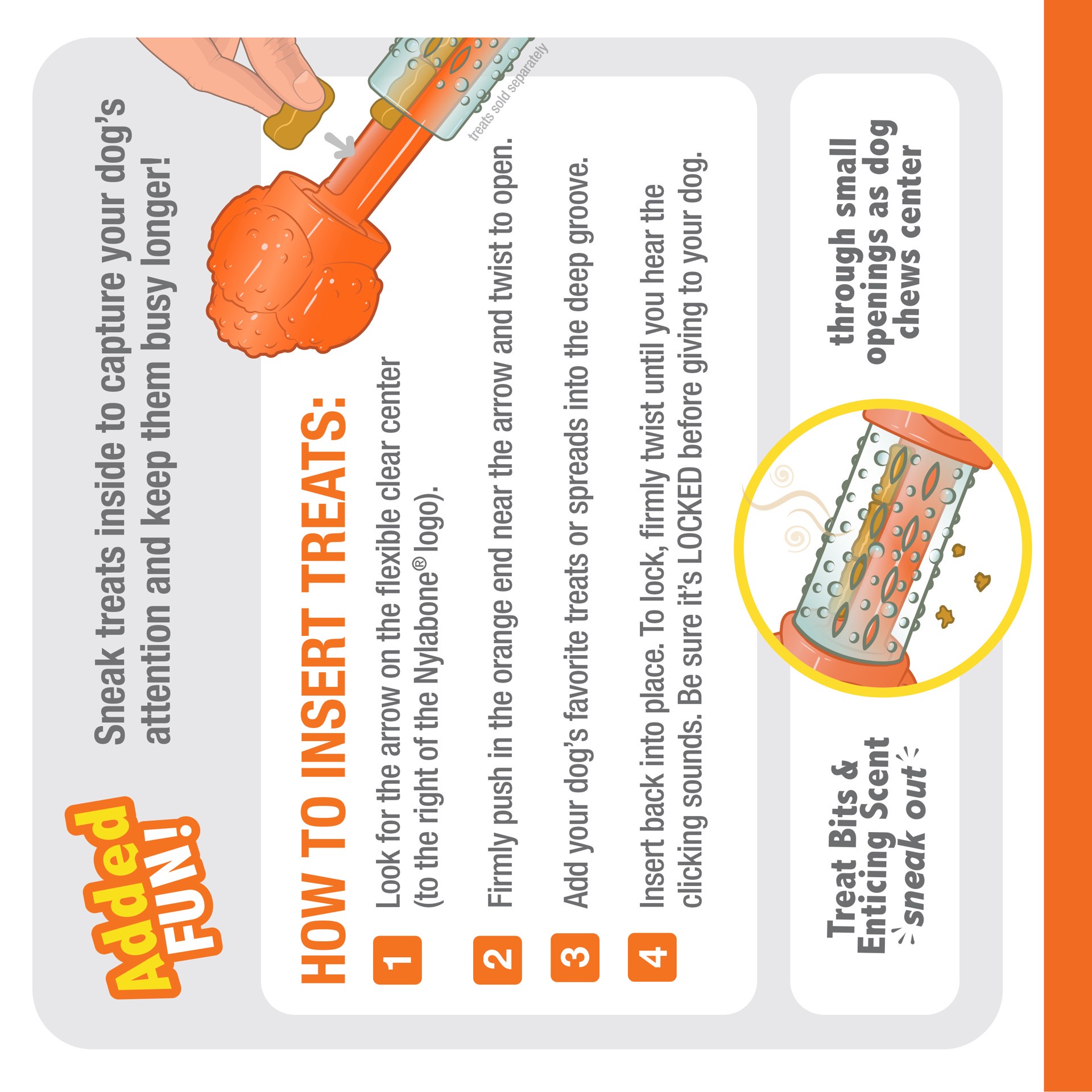 slide 5 of 10, Nylabone Sneaky Snacker Dog Treat Toy Bacon Sneaky Snacker Large/Giant - Up to 50 lbs.(1 Count), 1 ct