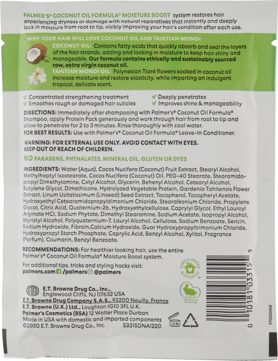 slide 11 of 13, Palmer's Coconut Oil Formula Moisture Boost Protein Pack 2.1 oz, 2.1 oz