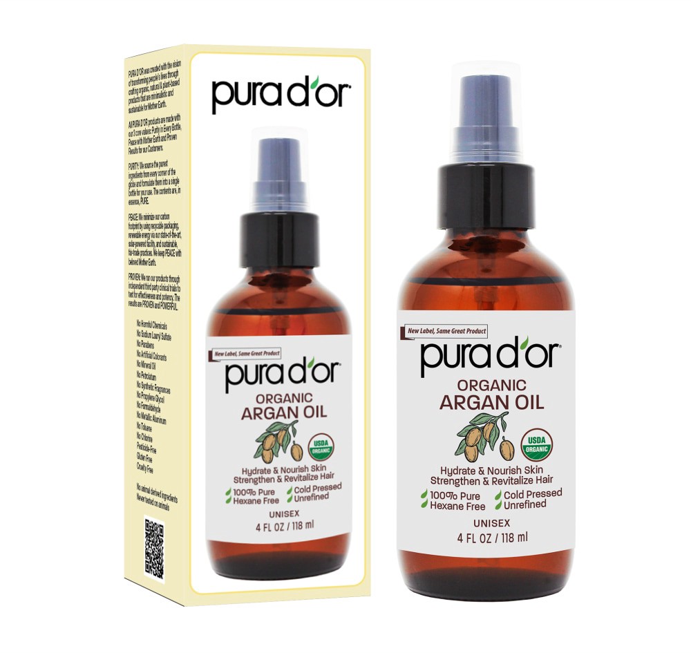 slide 1 of 4, PURA D'OR Organic Argan Oil, 4 fl oz