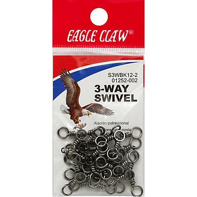 slide 1 of 1, Eagle Claw 3-way Swivel - Black, 1 ct