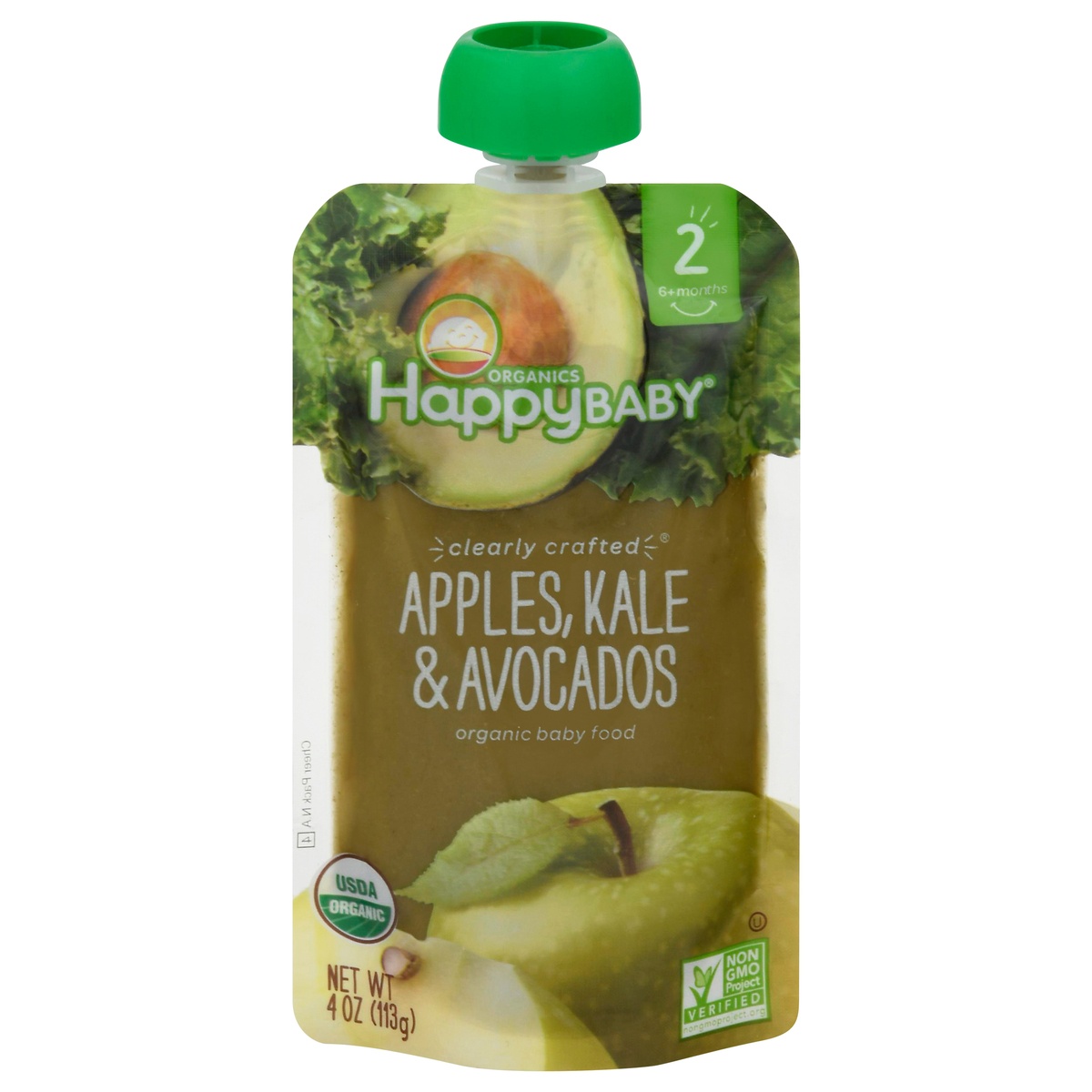 slide 1 of 5, Happy Baby Organics 2 Apples Kale & Avocados Organic Food, 4 oz