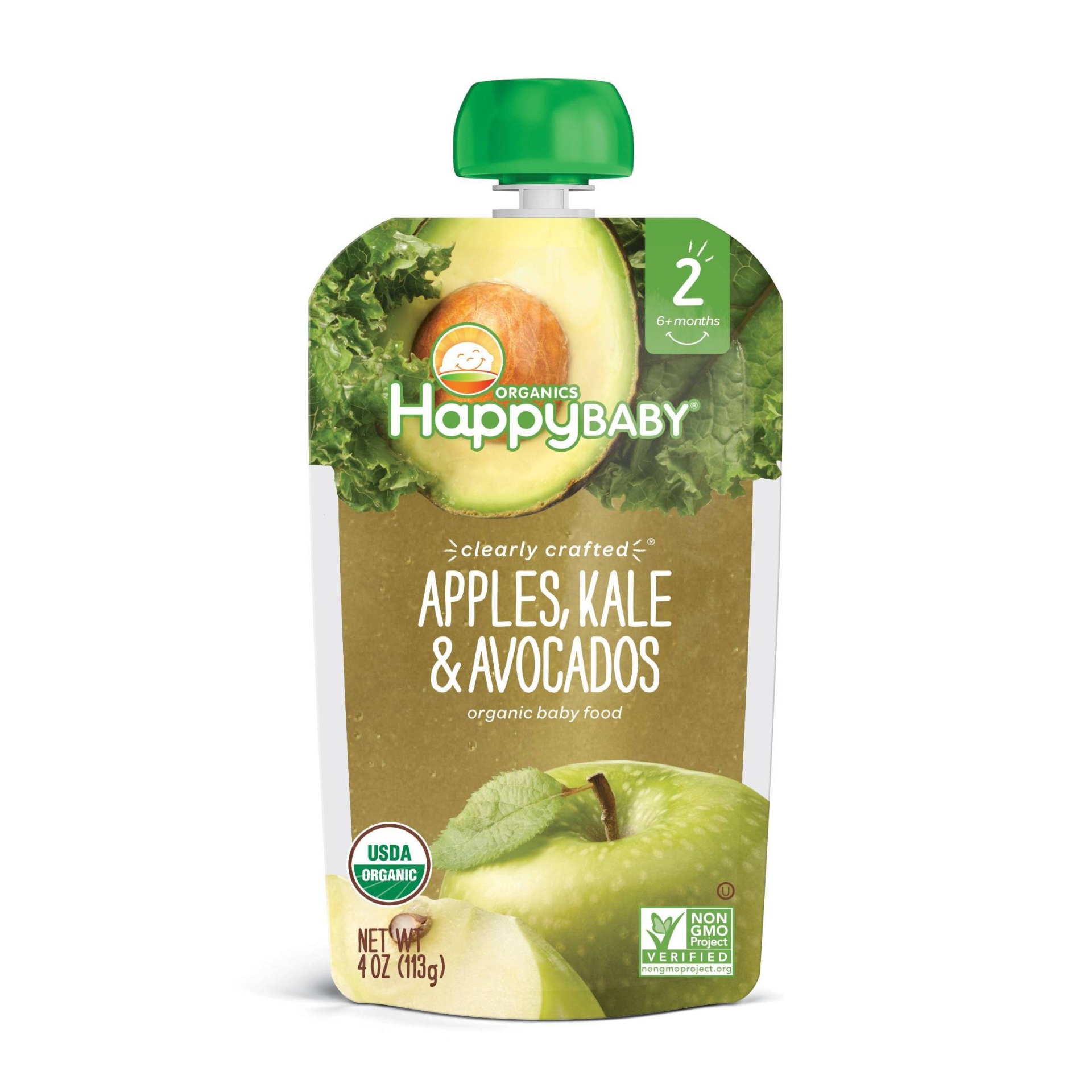 slide 1 of 6, Happy Baby Organics 2 Apples Kale & Avocados Organic Food, 4 oz